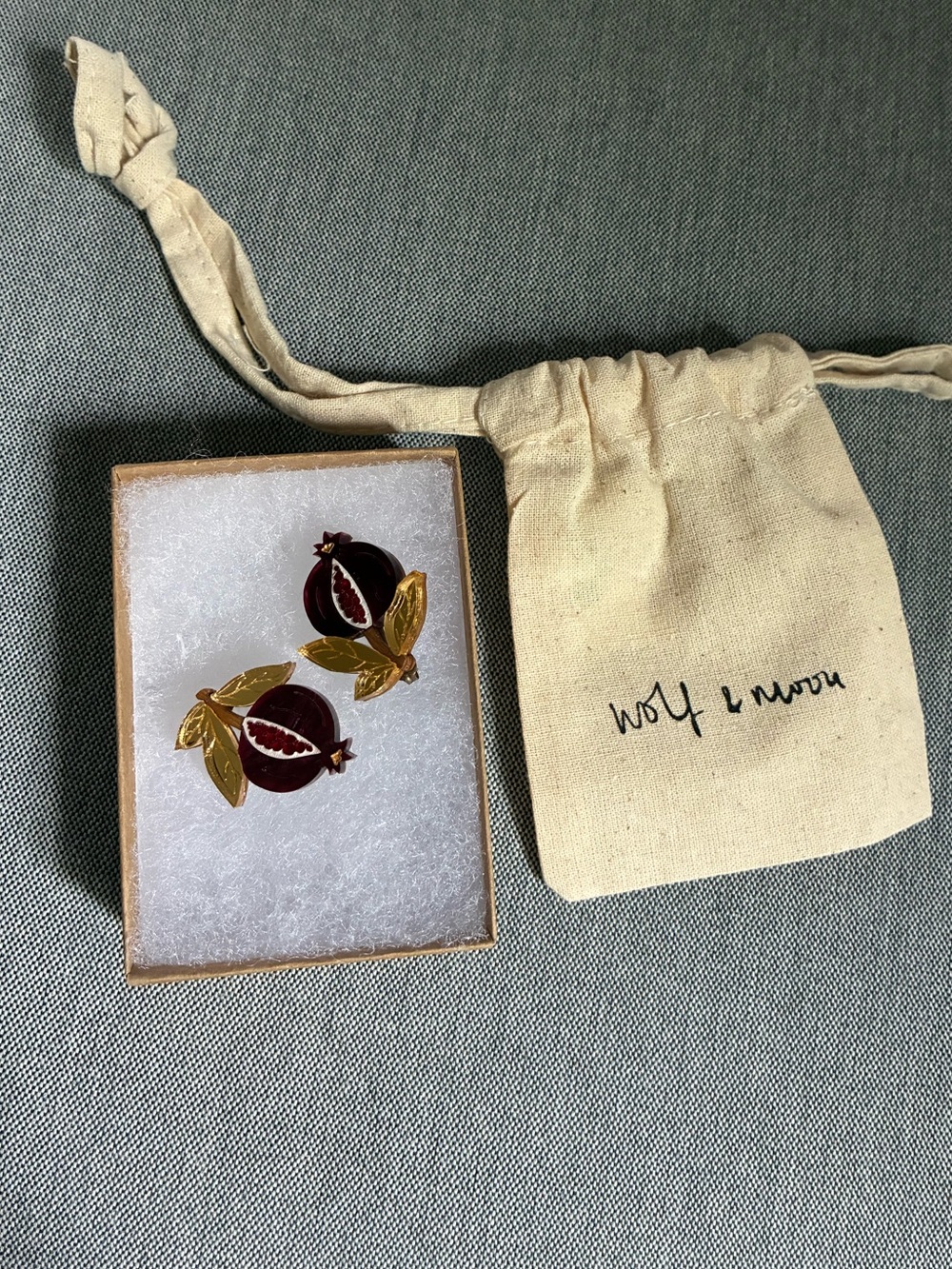 Wolf & Moon Pomegranate Stud Earrings - Picture 2 of 6